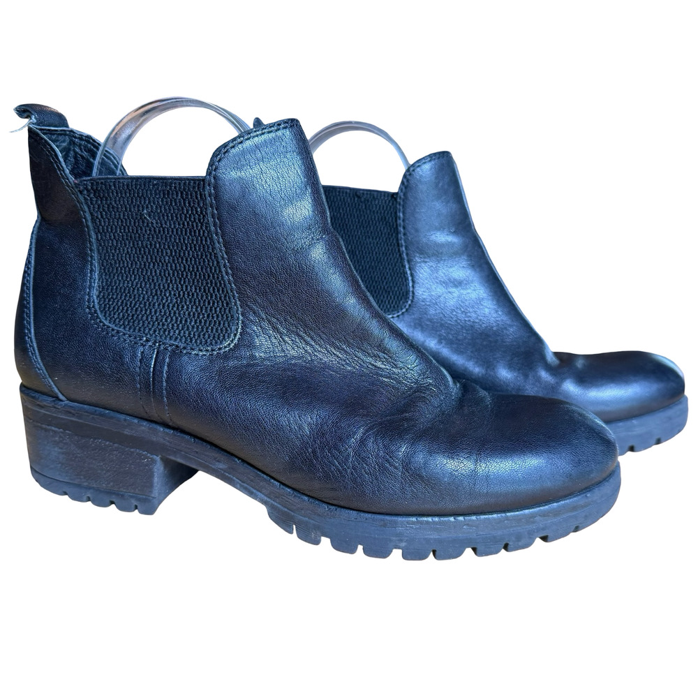 Salvia Cachet Sheep Nappa Black Leather Chelsea Ankle Boots Booties Shoes 40 9